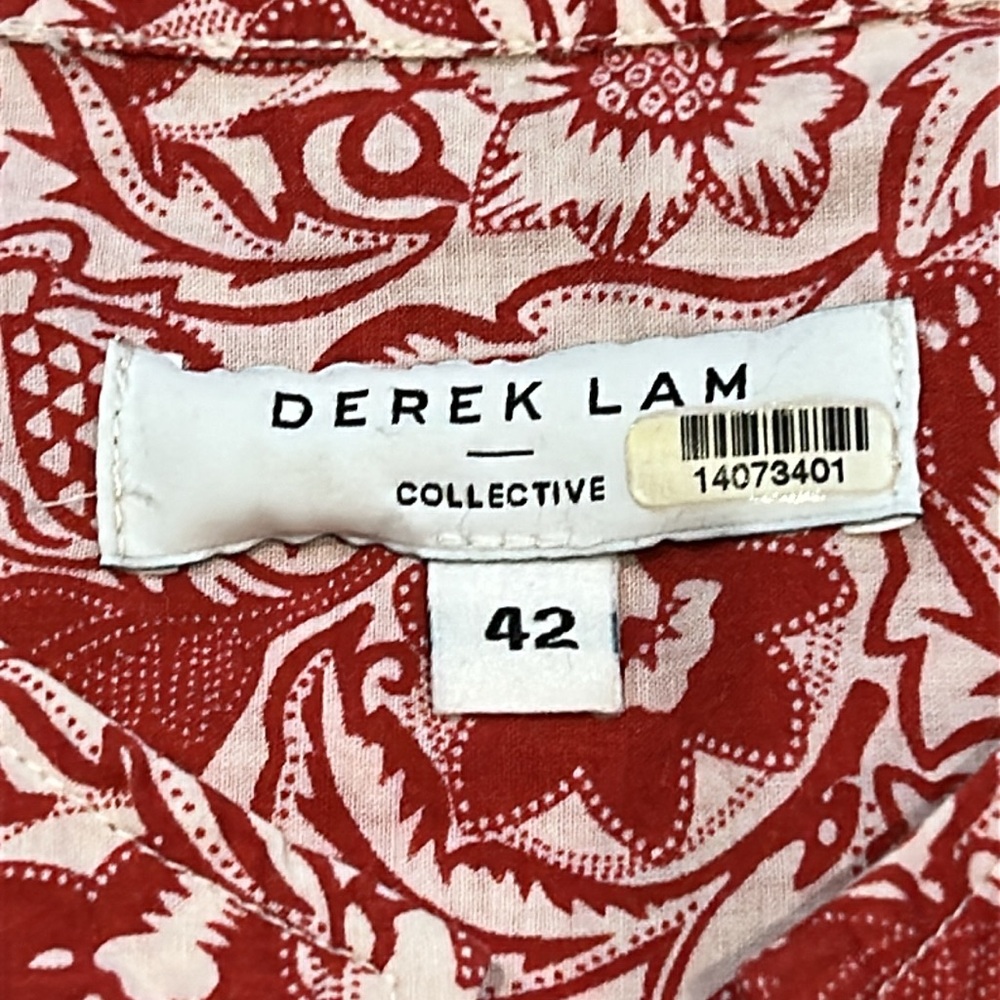 Derek Lam Red Vintage Floral Sleeveless Top Ruffle Button Neckline size 6 Boho - Picture 6 of 15